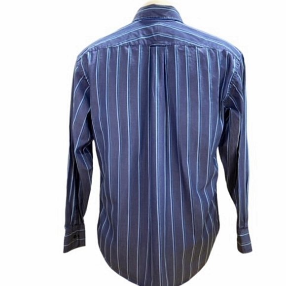 Tommy Hilfiger Blue/Green Striped L/S Button Front Casual Shirt Size 16 (34-35) - Picture 3 of 13